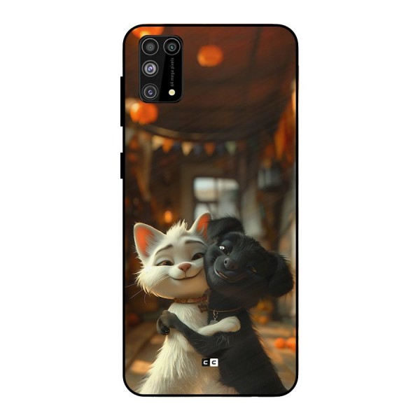 Cute Cat Dog Metal Back Case for Galaxy M31