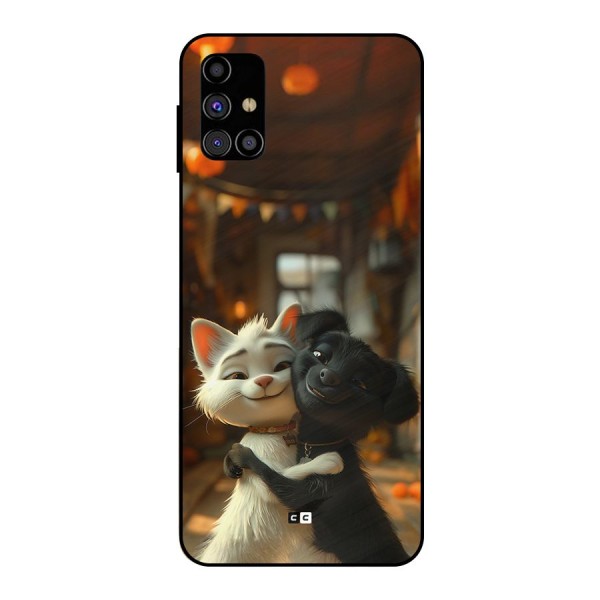 Cute Cat Dog Metal Back Case for Galaxy M31s