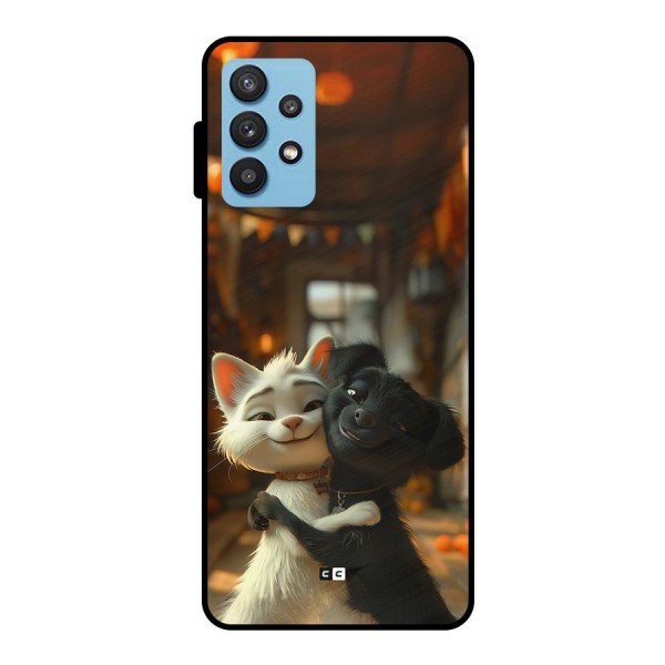 Cute Cat Dog Metal Back Case for Galaxy M32 5G