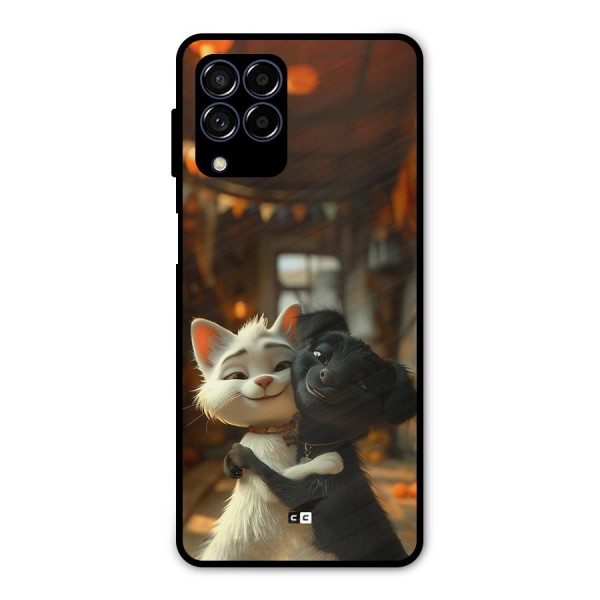 Cute Cat Dog Metal Back Case for Galaxy M53 5G