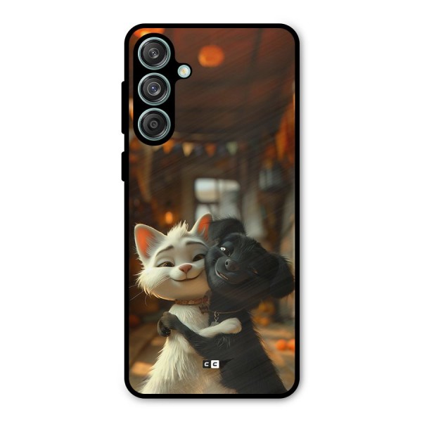 Cute Cat Dog Metal Back Case for Galaxy M55 5G