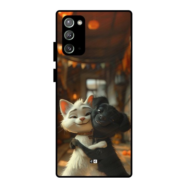 Cute Cat Dog Metal Back Case for Galaxy Note 20