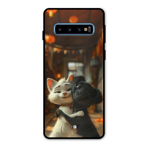 Cute Cat Dog Metal Back Case for Galaxy S10