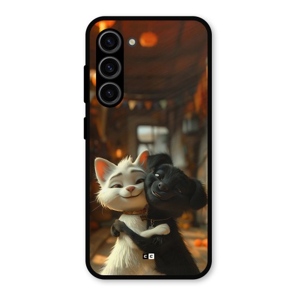 Cute Cat Dog Metal Back Case for Galaxy S23