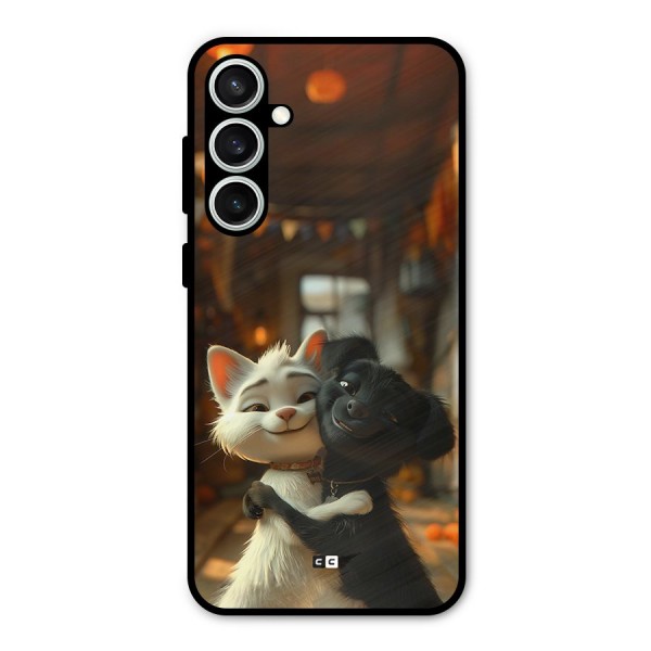 Cute Cat Dog Metal Back Case for Galaxy S23 FE