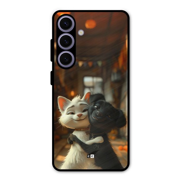 Cute Cat Dog Metal Back Case for Galaxy S24