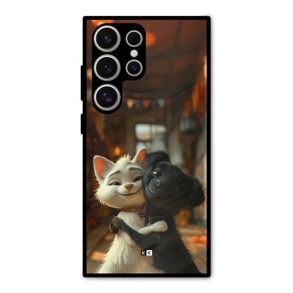 Cute Cat Dog Metal Back Case for Galaxy S24 Ultra