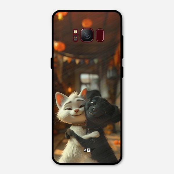 Cute Cat Dog Metal Back Case for Galaxy S8