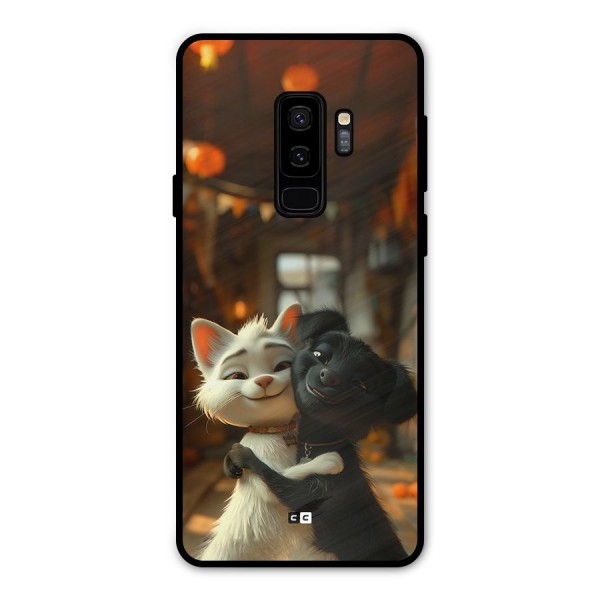 Cute Cat Dog Metal Back Case for Galaxy S9 Plus