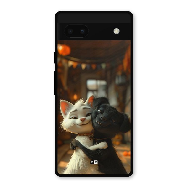 Cute Cat Dog Metal Back Case for Google Pixel 6a