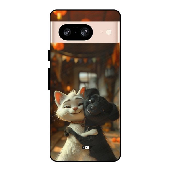 Cute Cat Dog Metal Back Case for Google Pixel 8