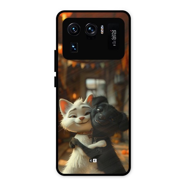 Cute Cat Dog Metal Back Case for Mi 11 Ultra