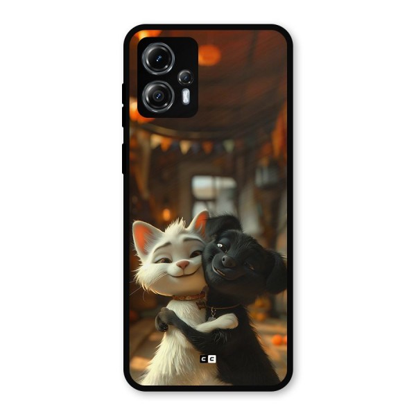 Cute Cat Dog Metal Back Case for Moto G13