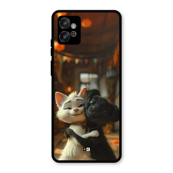 Cute Cat Dog Metal Back Case for Moto G32