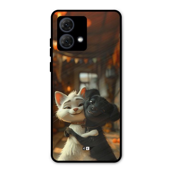 Cute Cat Dog Metal Back Case for Moto G84