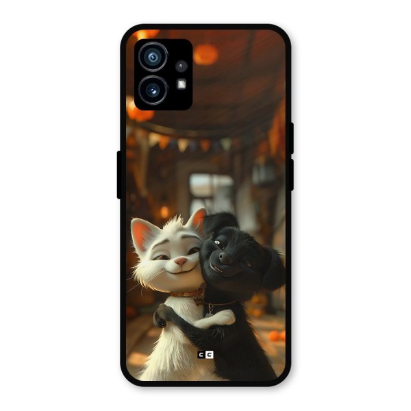 Cute Cat Dog Metal Back Case for Nothing Phone 1