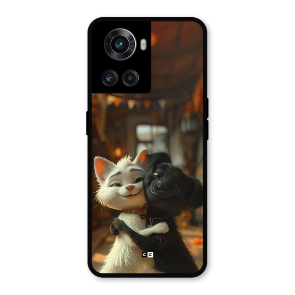 Cute Cat Dog Metal Back Case for OnePlus 10R