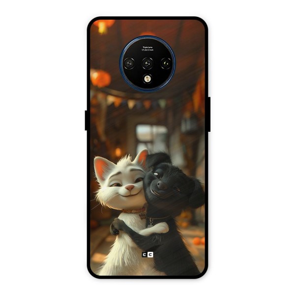 Cute Cat Dog Metal Back Case for OnePlus 7T