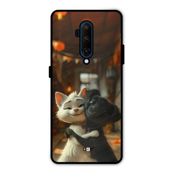 Cute Cat Dog Metal Back Case for OnePlus 7T Pro