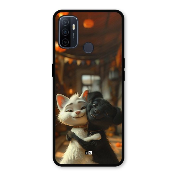 Cute Cat Dog Metal Back Case for Oppo A53