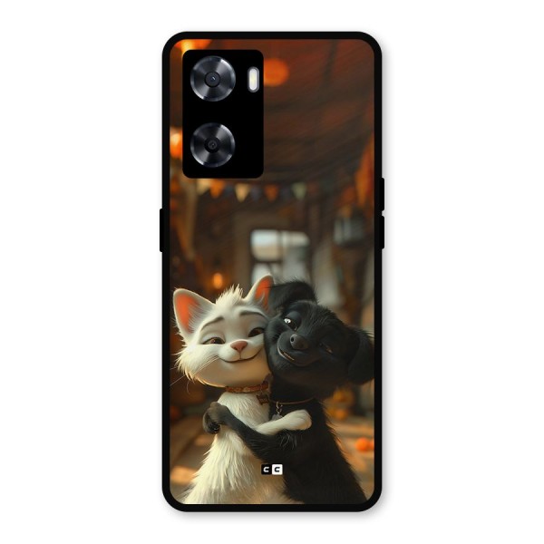 Cute Cat Dog Metal Back Case for Oppo A77