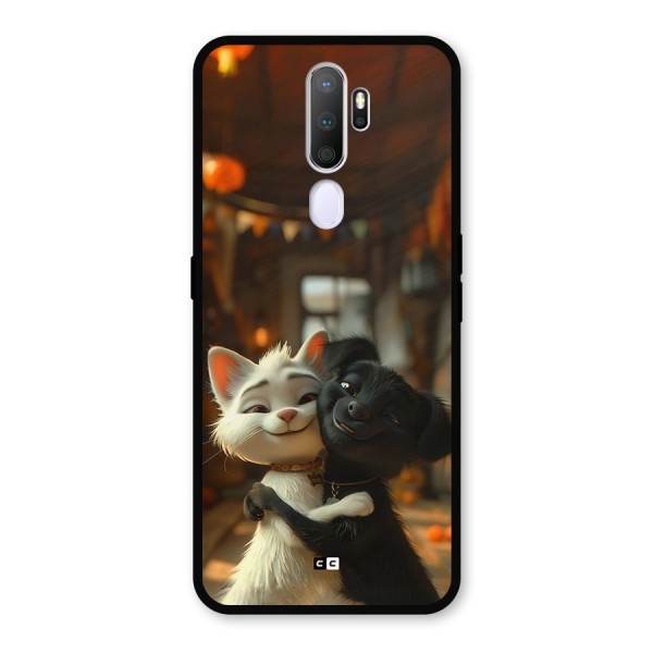 Cute Cat Dog Metal Back Case for Oppo A9 (2020)