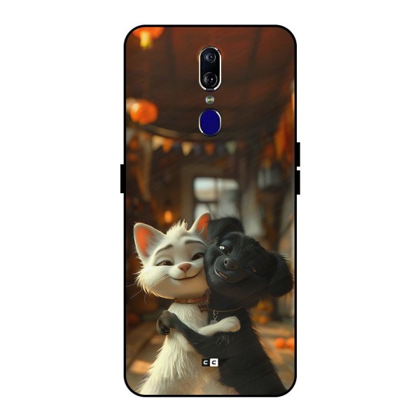 Cute Cat Dog Metal Back Case for Oppo F11