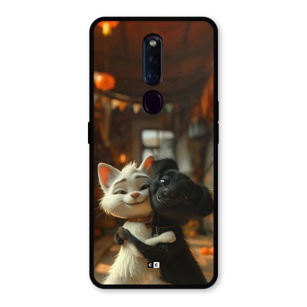 Cute Cat Dog Metal Back Case for Oppo F11 Pro