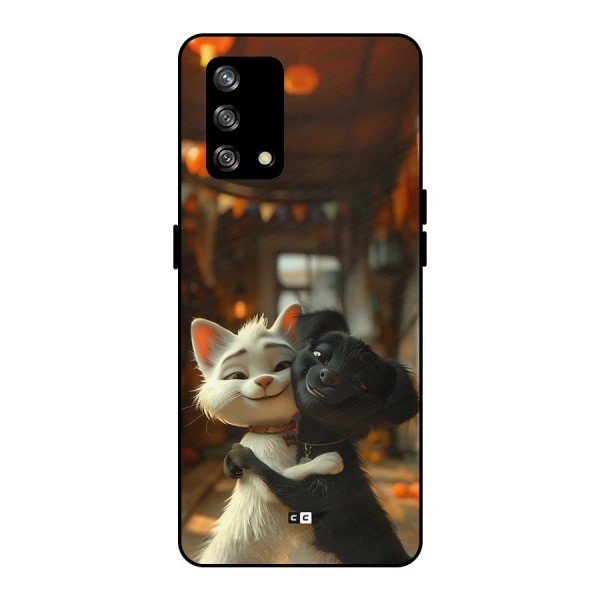 Cute Cat Dog Metal Back Case for Oppo F19s