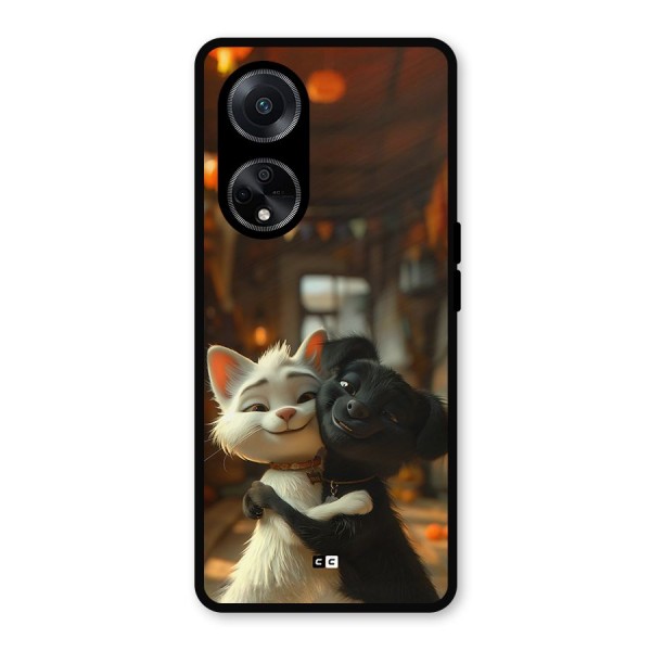 Cute Cat Dog Metal Back Case for Oppo F23