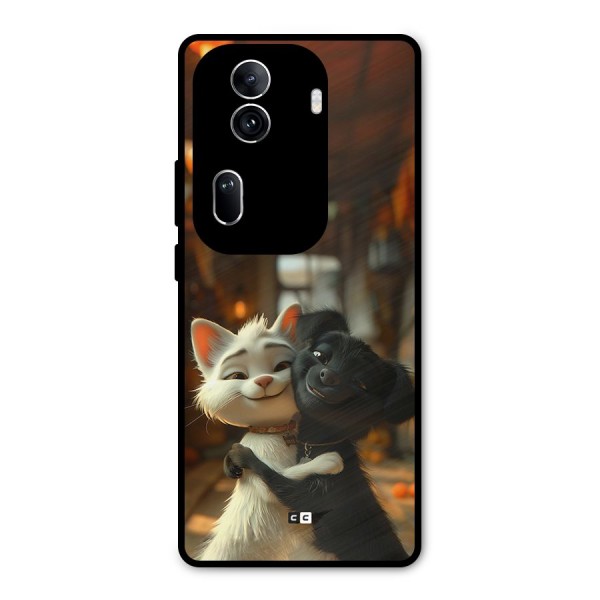 Cute Cat Dog Metal Back Case for Oppo Reno11 Pro 5G