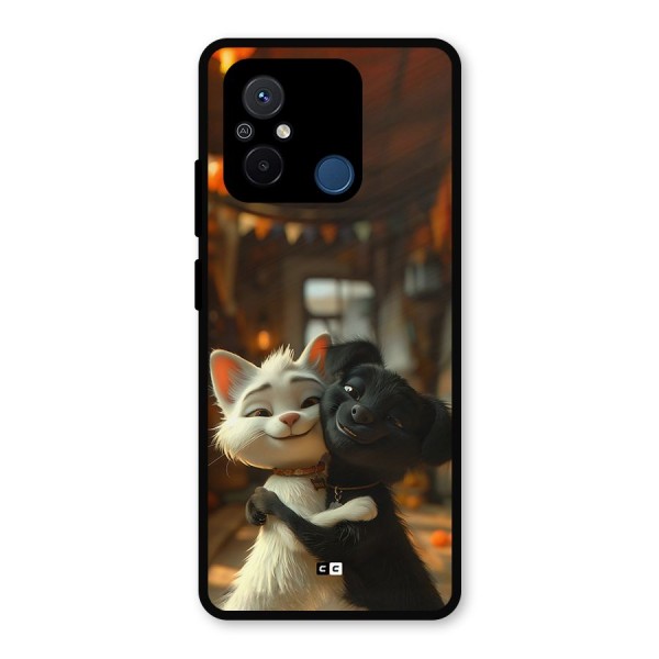 Cute Cat Dog Metal Back Case for Poco C55