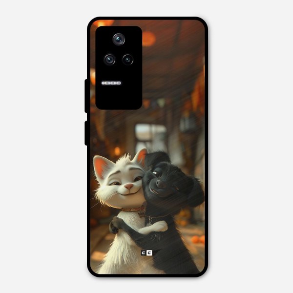 Cute Cat Dog Metal Back Case for Poco F4 5G