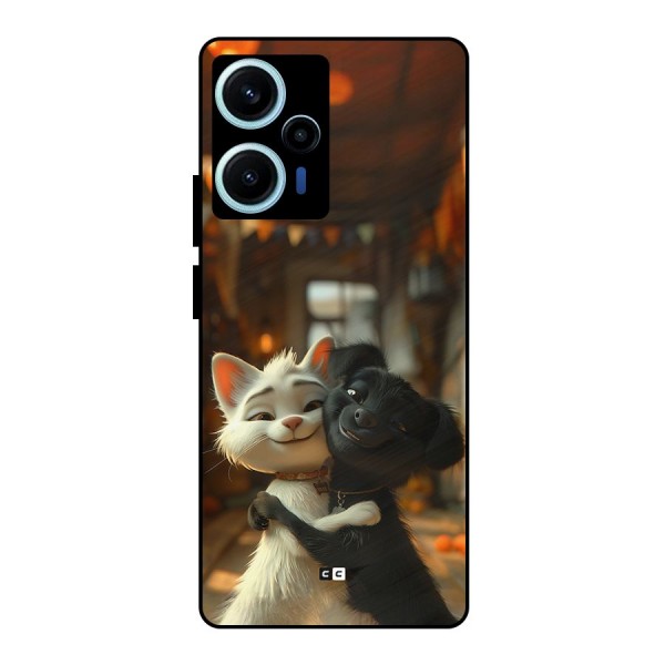 Cute Cat Dog Metal Back Case for Poco F5