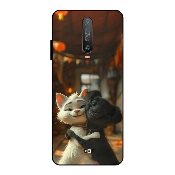 Cute Cat Dog Metal Back Case for Poco X2