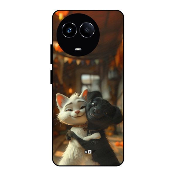 Cute Cat Dog Metal Back Case for Realme 11X