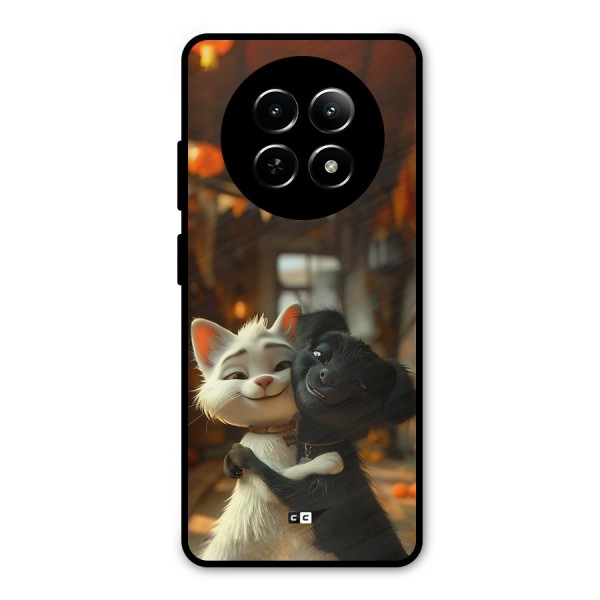 Cute Cat Dog Metal Back Case for Realme 12 5G