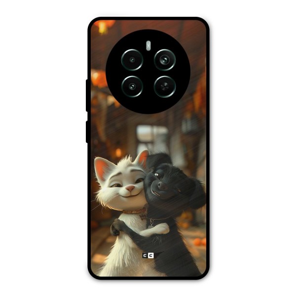 Cute Cat Dog Metal Back Case for Realme 12 Plus