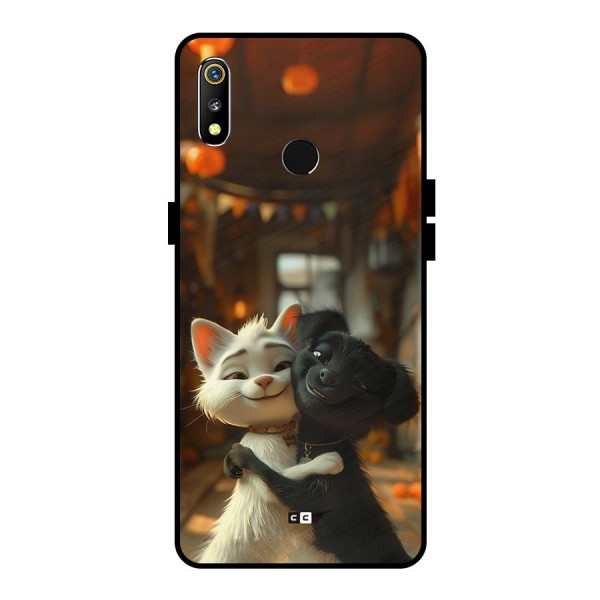 Cute Cat Dog Metal Back Case for Realme 3