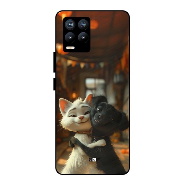 Cute Cat Dog Metal Back Case for Realme 8