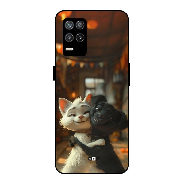 Cute Cat Dog Metal Back Case for Realme 8s 5G