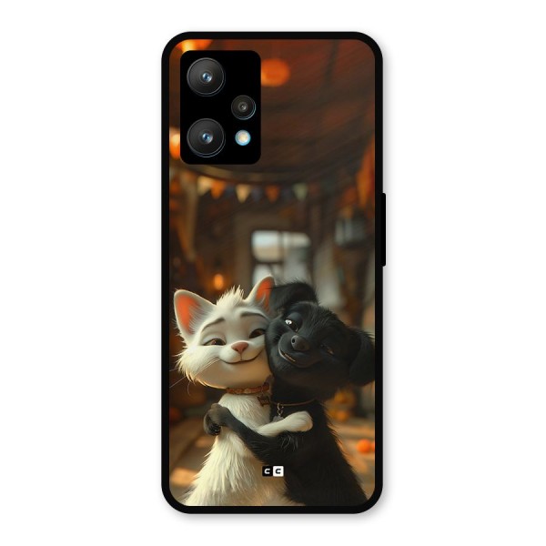 Cute Cat Dog Metal Back Case for Realme 9