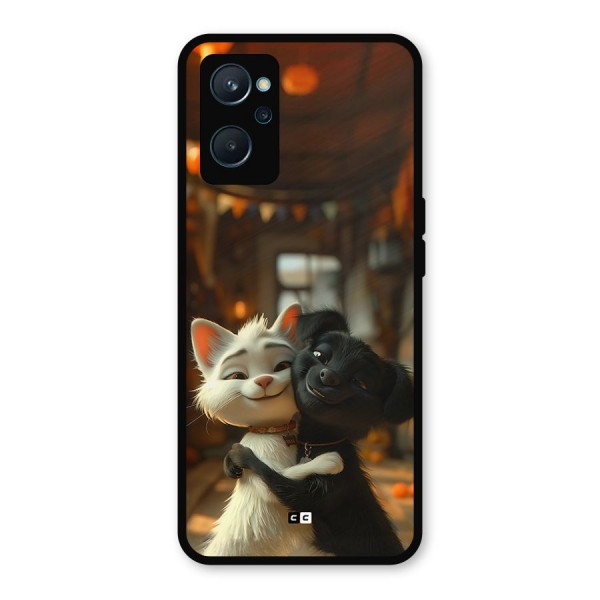 Cute Cat Dog Metal Back Case for Realme 9i