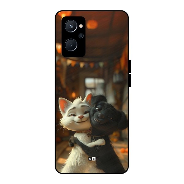 Cute Cat Dog Metal Back Case for Realme 9i 5G