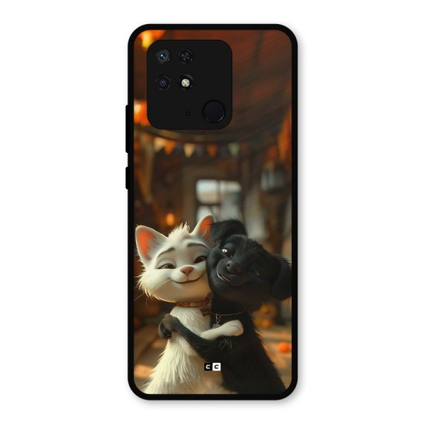 Cute Cat Dog Metal Back Case for Redmi 10 Power