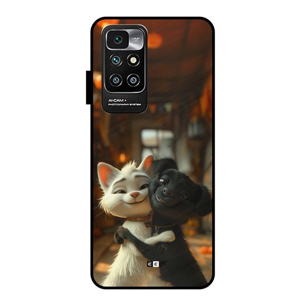 Cute Cat Dog Metal Back Case for Redmi 10 Prime