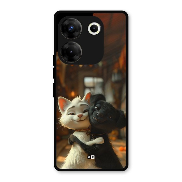 Cute Cat Dog Metal Back Case for Tecno Camon 20