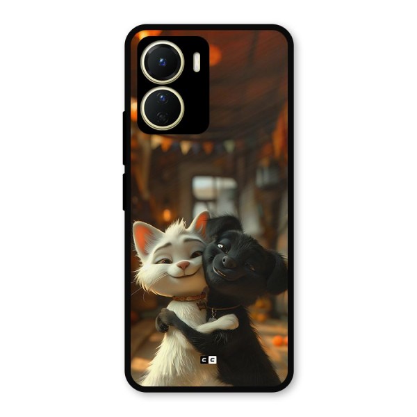 Cute Cat Dog Metal Back Case for Vivo T2x