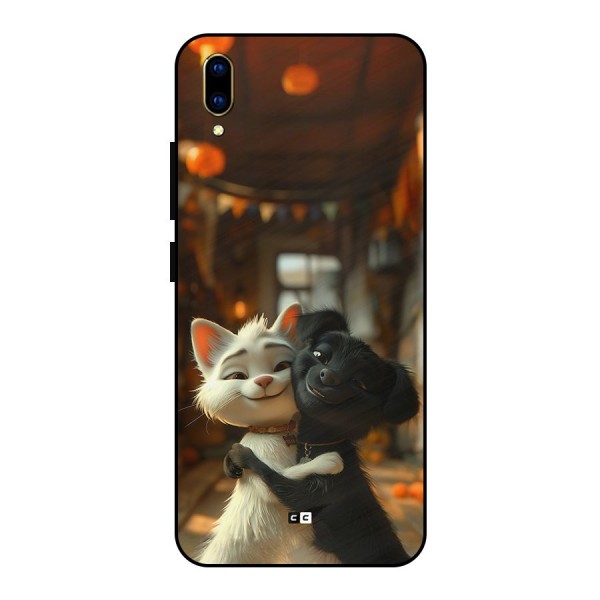 Cute Cat Dog Metal Back Case for Vivo V11 Pro