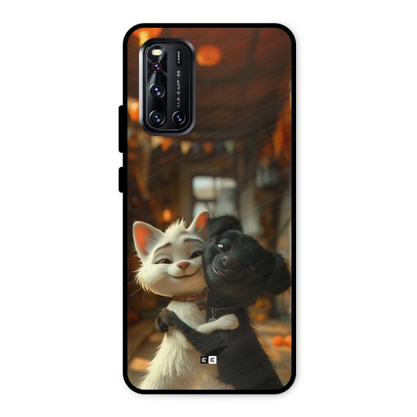 Cute Cat Dog Metal Back Case for Vivo V19